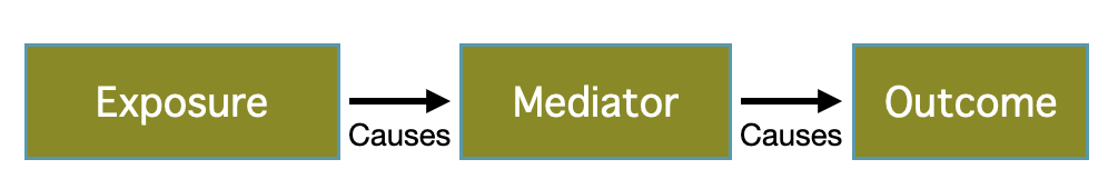"Graphical model: Amediator is a factor in the causal chain (middle)"